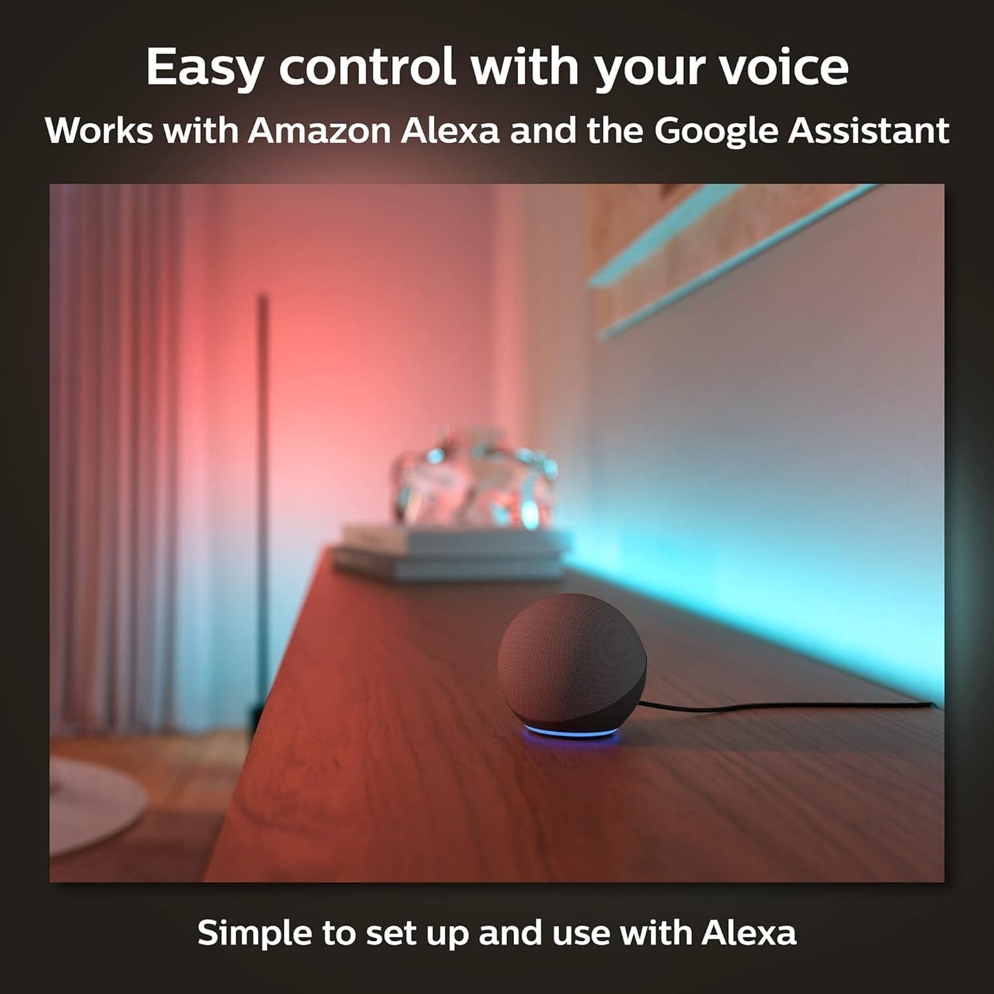 Philips Hue Indoor 6-Foot Smart LED Light Strip Base Kit with Plug - Flowing Multicolor Effect - 1 Pack - Control with Hue App - Compatible with Alexa, Google Assistant and Apple HomeKit