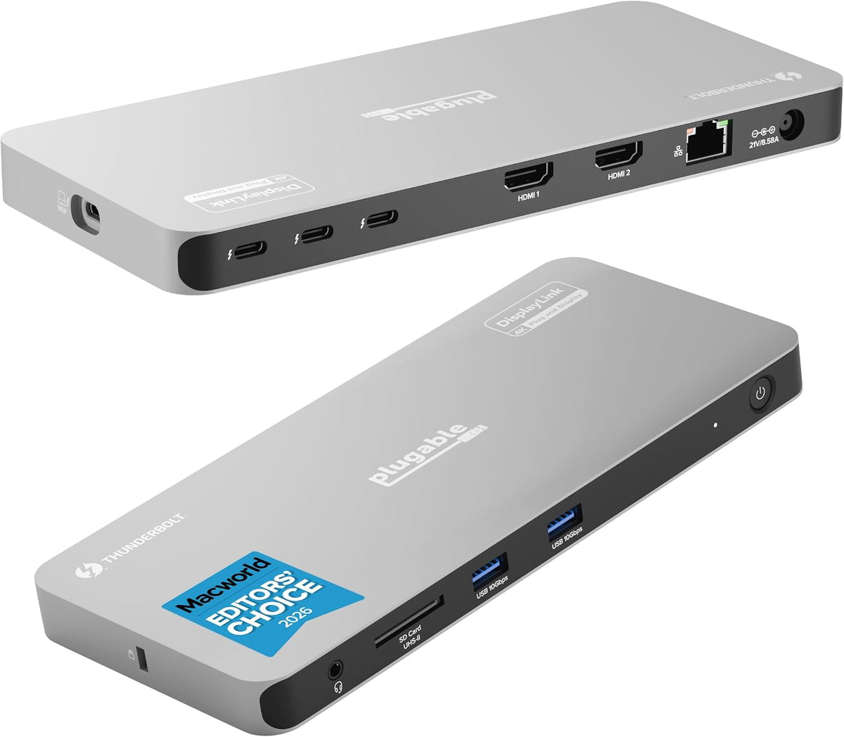 Plugable Thunderbolt 4 Dock Quad Monitors, 100W, Connect Four 4K Monitors