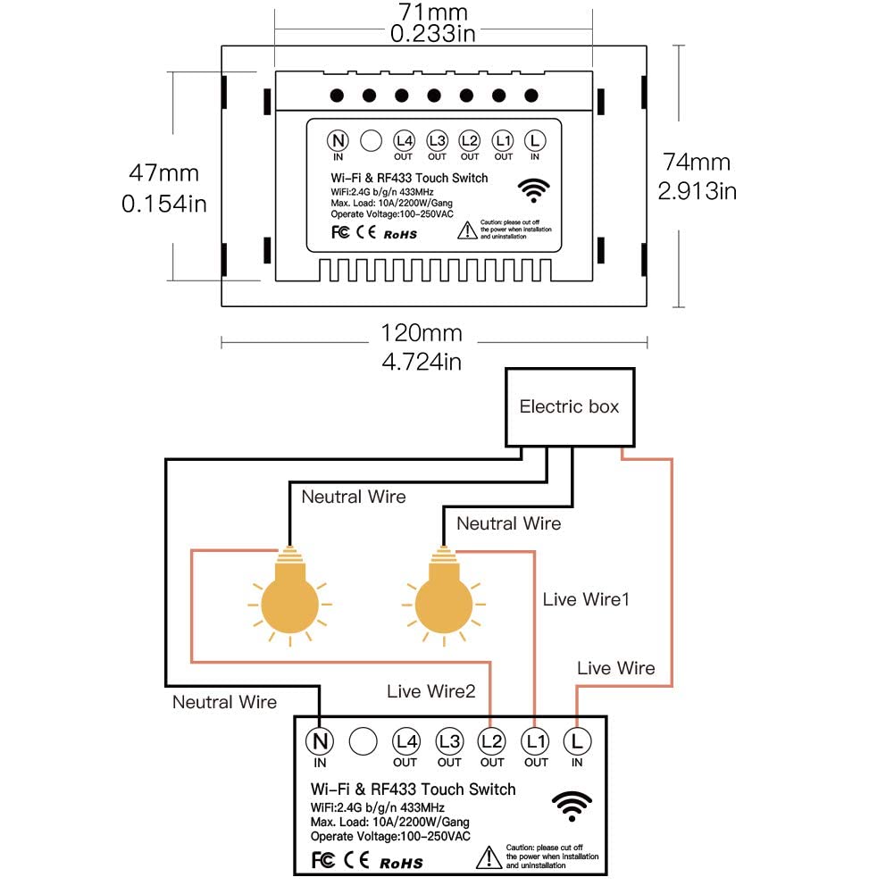 MOES 2.4GHz WiFi Wall Touch Smart Switch Neutral Wire Required, 3 Way Multi-Control, Glass Panel Light Switch Work with Smart Life/Tuya App, RF433 Remote Control, Alexa and Google Home White 3 Gang