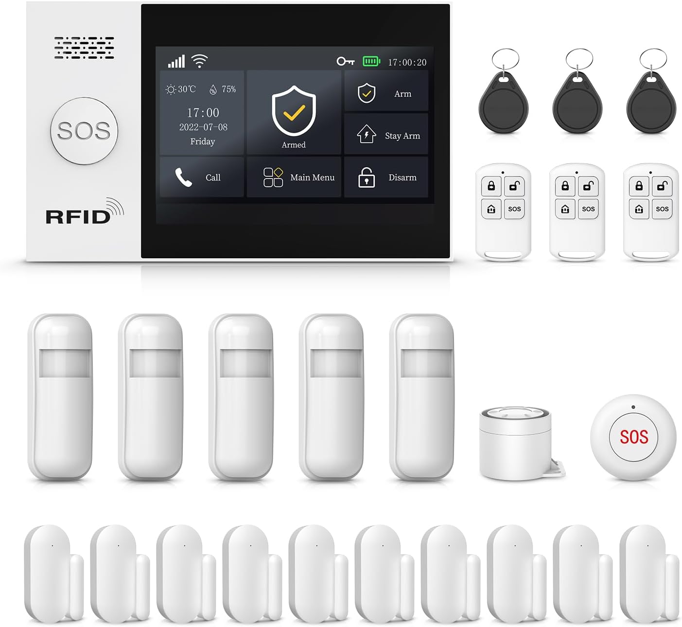 PGST Wireless Home Alarm System,Smart Home Security Systems with 4G SMS/Tuya App Instant Alerts,Motion Detector,Door Alarm Sensors,Compatible with Alexa and Google Home,No Monthly Fee