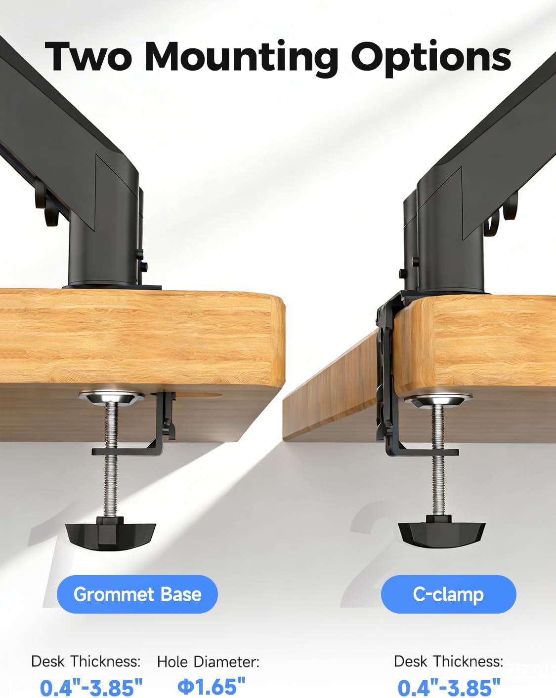 Suptek Dual Monitor Mount Stand-Height Adjustable Gas Spring Monitor Arm Desk Mount for 2 Computer Screens 17 to 35 inches - Each Arm Holds up to 24.25lbs,Black(MD8SP)