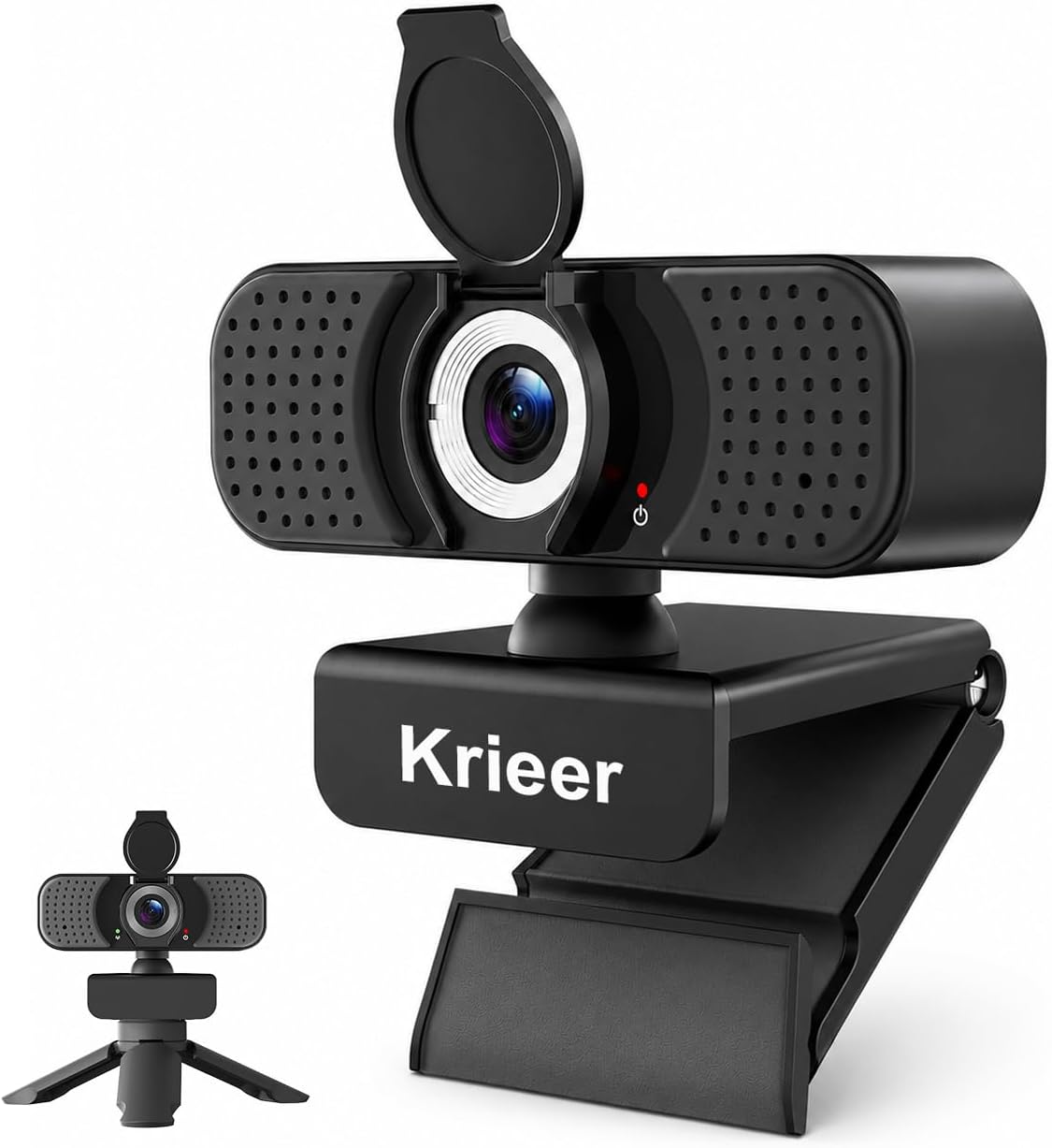 4K UHD Webcam with PDAF Autofocus, Dual Mics, USB-C Adapter, Privacy Cover | 87° view, auto white balance, low-light correction, 360° rotation, 35° tilt, 1.5 m USB-A cable and mini tripod