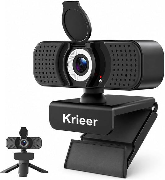 4K UHD Webcam with PDAF Autofocus, Dual Mics, USB-C Adapter, Privacy Cover | 87° view, auto white balance, low-light correction, 360° rotation, 35° tilt, 1.5 m USB-A cable and mini tripod