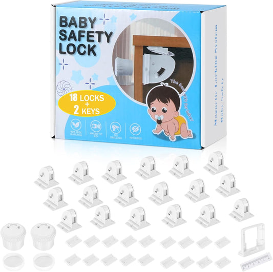 18 Pack Magnetic Cabinet Locks for Child Safety, Drawer Locks Baby Proofing