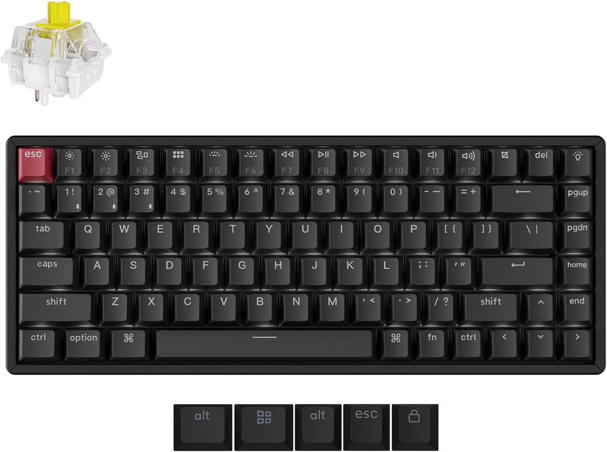 Keychron K2 75% Layout QMK Wireless and Wired Options Mechanical Keyboard Super Brown Switch, White Backlight Aluminum Frame with Shine-Through Double-Shot PBT Keycaps for Mac Windows-Version 3