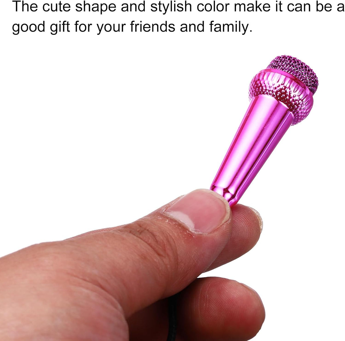MECCANIXITY 2Pcs Mini Microphone Tiny Microphone Portable Microphone with Covers for Singing Voice Recording Video for Phone Computer Notebook Black, Rose Red