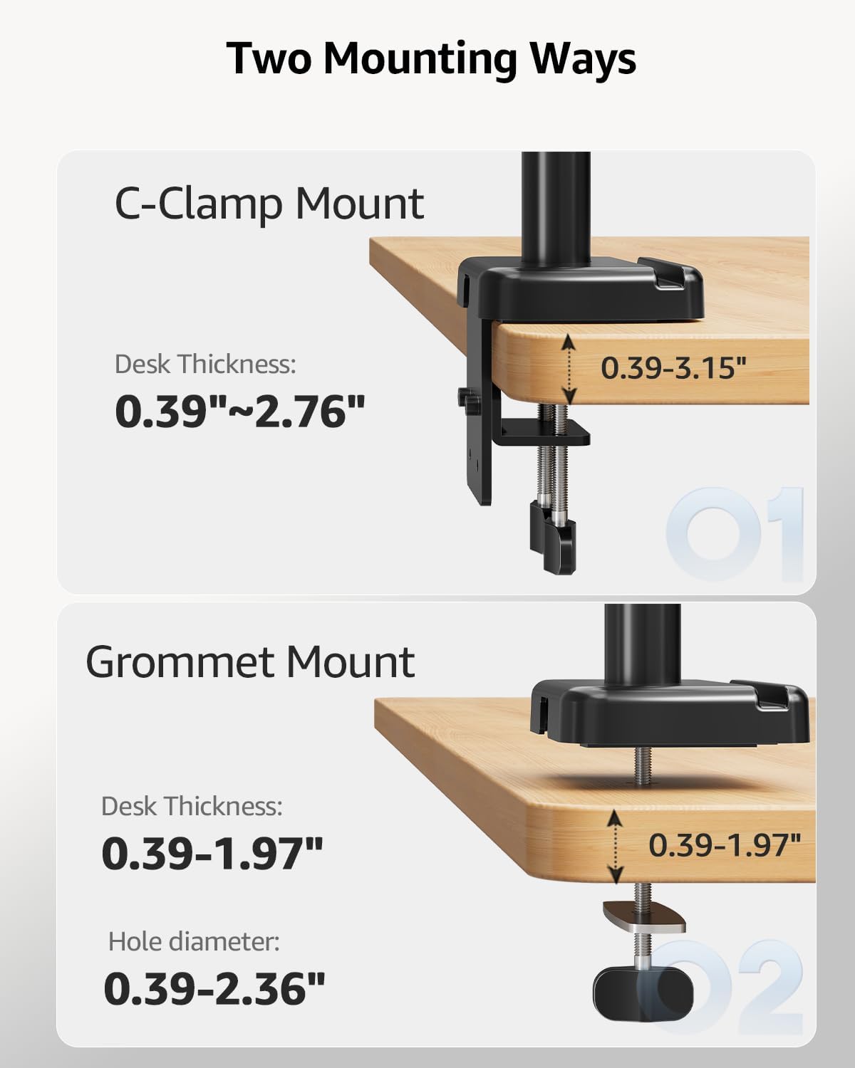MOUNTUP Triple Monitor Mount, Triple Monitor Desk Mount for Max 27 inch Computer Screens, 3 Monitors Stand for Desk, Monitors Arm with Swivel, Tilt, Rotation, Each Arm Holds 4.4-19.8 lbs