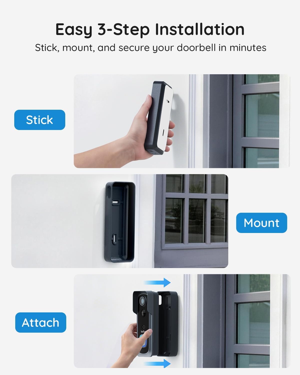 BOIFUN Video Doorbell Camera Wireless – No Subscription Required, 2K HD