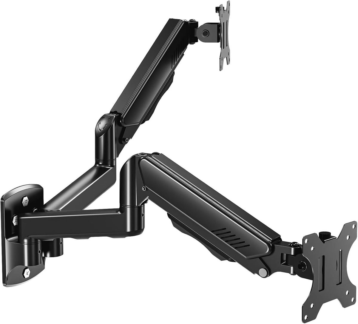 MOUNT PRO Dual Monitor Wall Mount for 2 Computer Screen up to 32 Inch, Gas Spring Double Monitor Arm Holds Up to 19.8lbs Each, Full Motion Adjustable Wall Monitor Mount, VESA Mount 75x75/100x100
