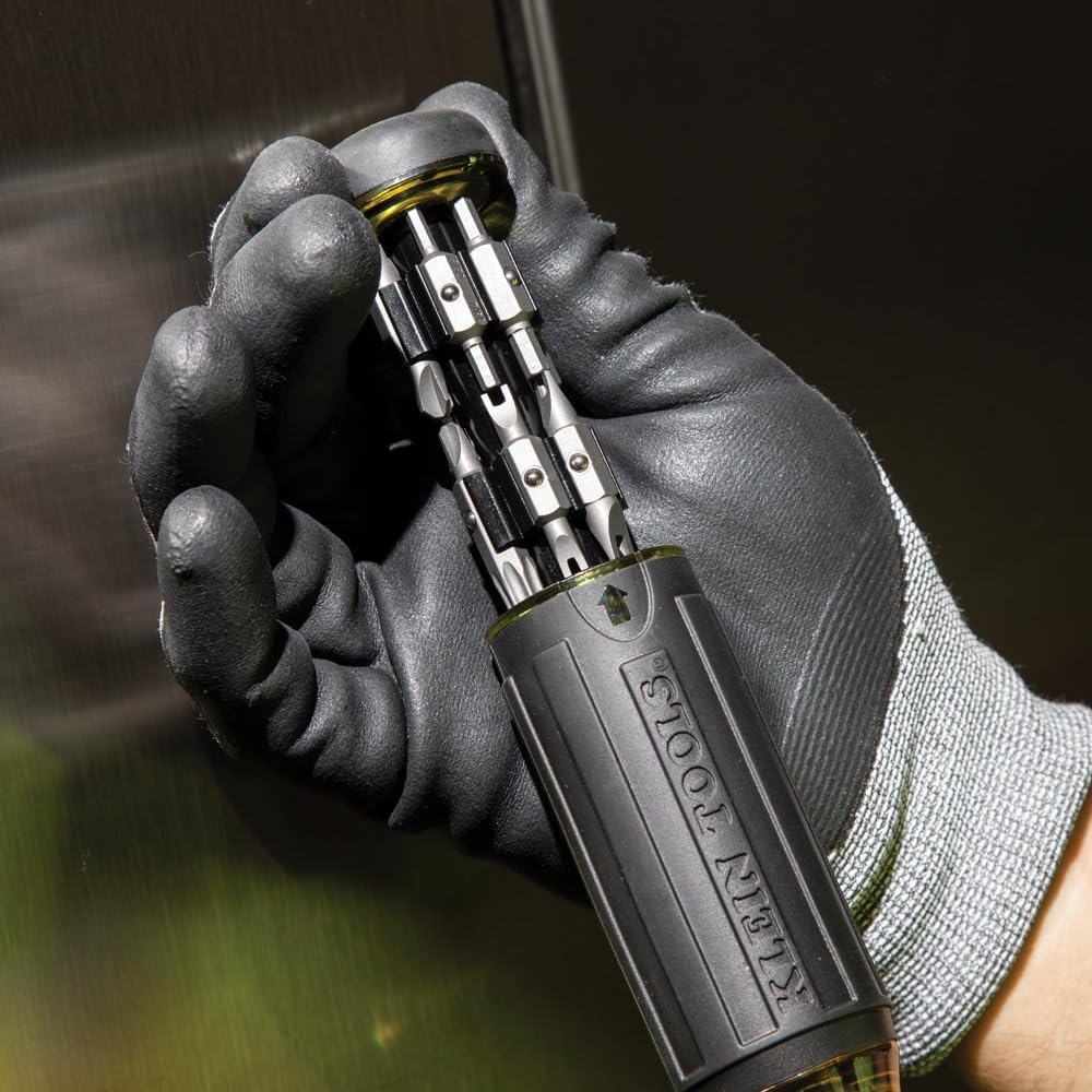 Klein Tools 32307 Multi-bit Tamperproof Screwdriver, 27-in-1 Tool with Torx, Hex, Torq and Spanner Bits with 1/4-Inch Nut Driver