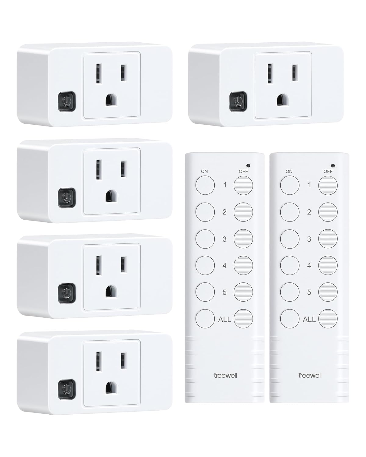 Wireless Remote Control Outlet, 200FT RF Range Remote Light Switch | Mini Remote Outlet Plug, All On/Off Switch, 15A/1875W, for Lamps/Lights/Household Appliances, FCC & ETL Listed