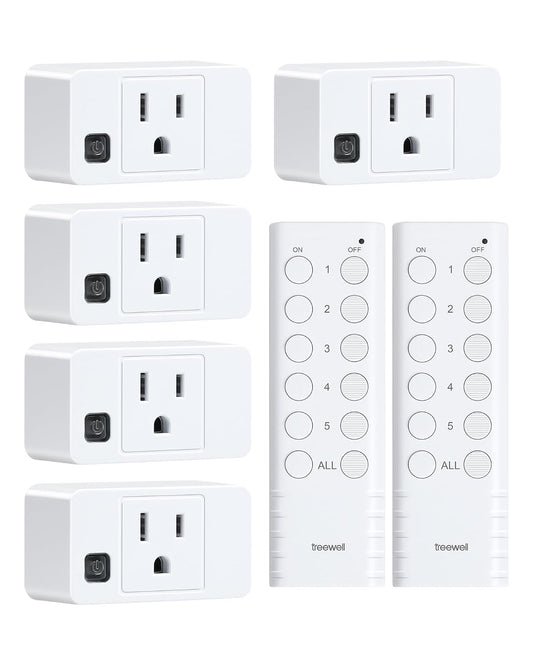 Wireless Remote Control Outlet, 200FT RF Range Remote Light Switch | Mini Remote Outlet Plug, All On/Off Switch, 15A/1875W, for Lamps/Lights/Household Appliances, FCC & ETL Listed