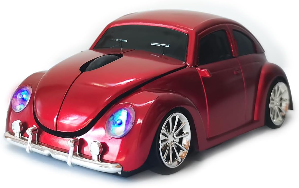 Car Mouse for Computer, Cool and Cute Car-Shaped Mouse, Wireless 2.4Ghz Optical Mice for Laptop PC Mac (Yellow)