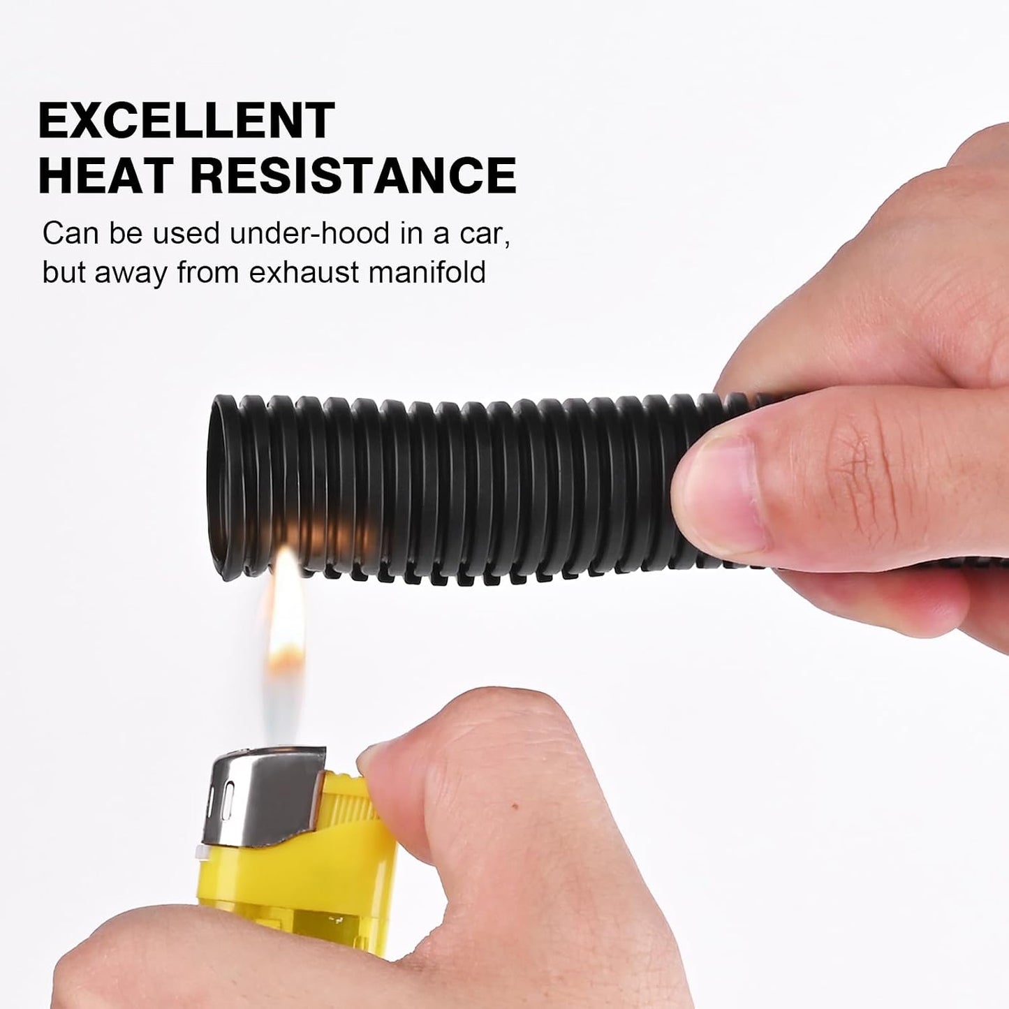 25FT - 1/2 Inch Split Wire Loom with Installation Tool - Black | Easy to Install, Flame-Retardant, Abrasion-Resistant Wire Cover for Automotive, Home & Office