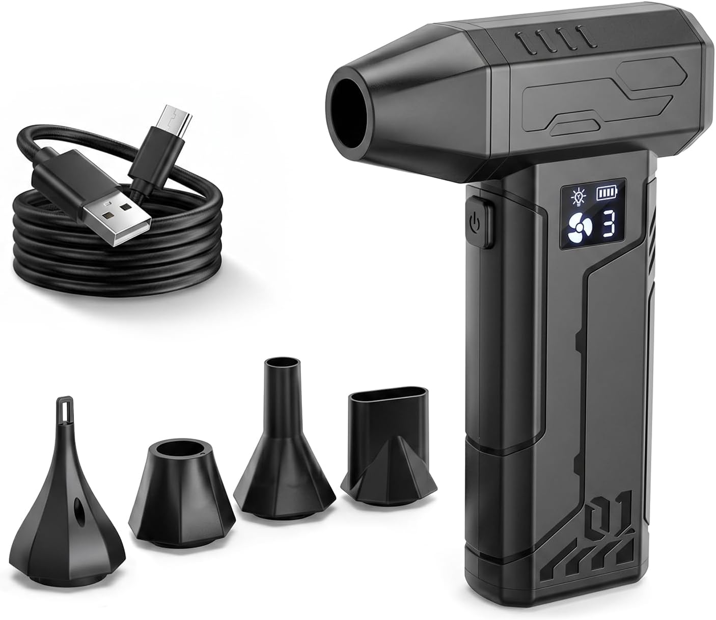 Compressed Air Duster 150000RPM, Super Power Electric Air Duster Cordless | Replaces Canned Air, Portable Dust Blower with LED Light for Computer, Keyboard, Home, Outdoor & Car