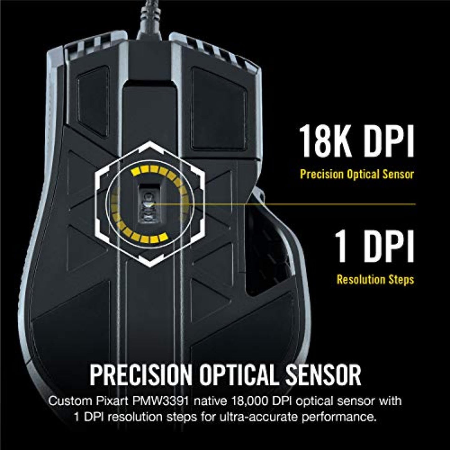 Corsair IRONCLAW RGB Wired FPS/MOBA Gaming Mouse – 18,000 DPI – 7 Programmable Buttons – Designed for Large Hands – iCUE Compatible – PC, Mac, PS5, PS4, Xbox – Black