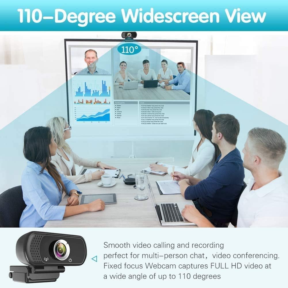ZIQIAN 1080P HD Webcam with Microphone, 110° FOV, USB Streaming Camera | Plug & Play, PC Webcam with Cover & Tripod, Computer Camera for Laptop & Mac. Works with Zoom, Teams, Twitch for gaming