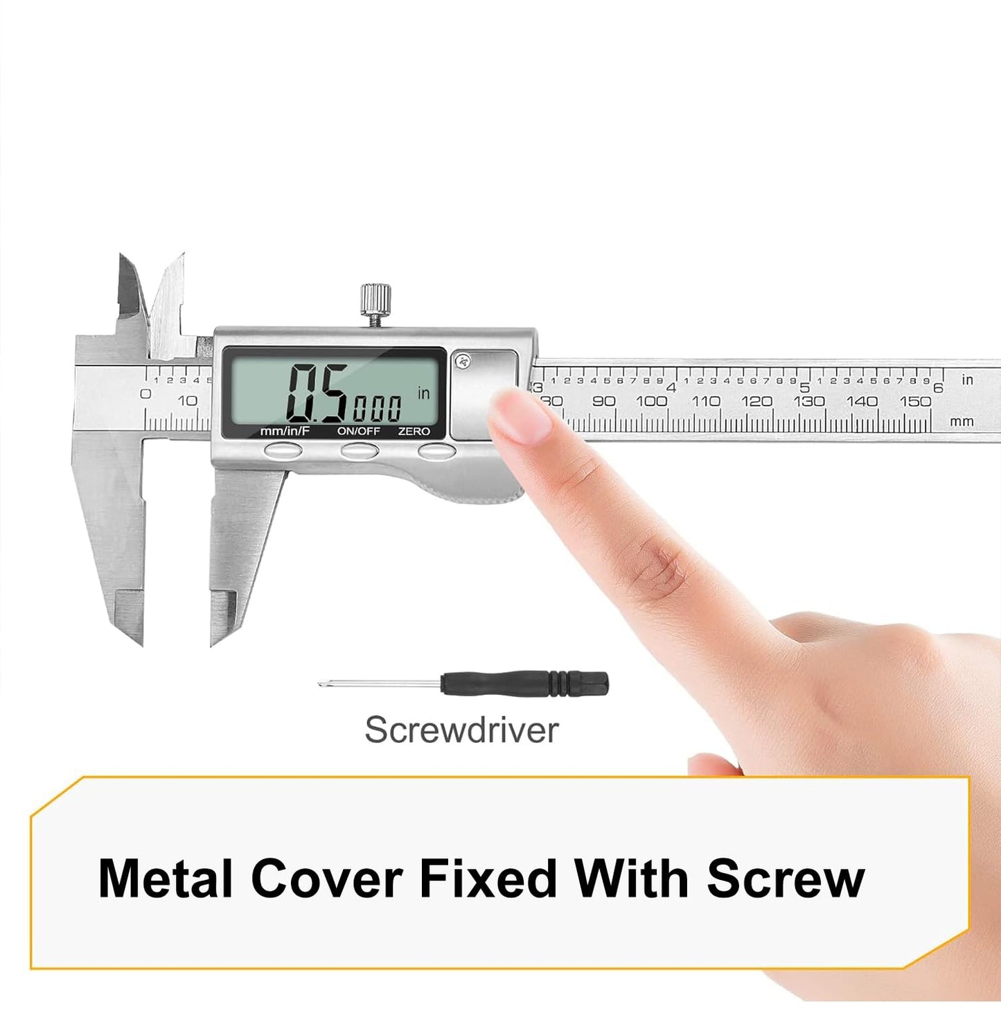 Digital Caliper, Sangabery 6 inch Stainless Steel Caliper Measuring Tool with Inch/Metric/Fractions Conversion and Large LCD Display, Perfect for DIY, Household and Professional Use