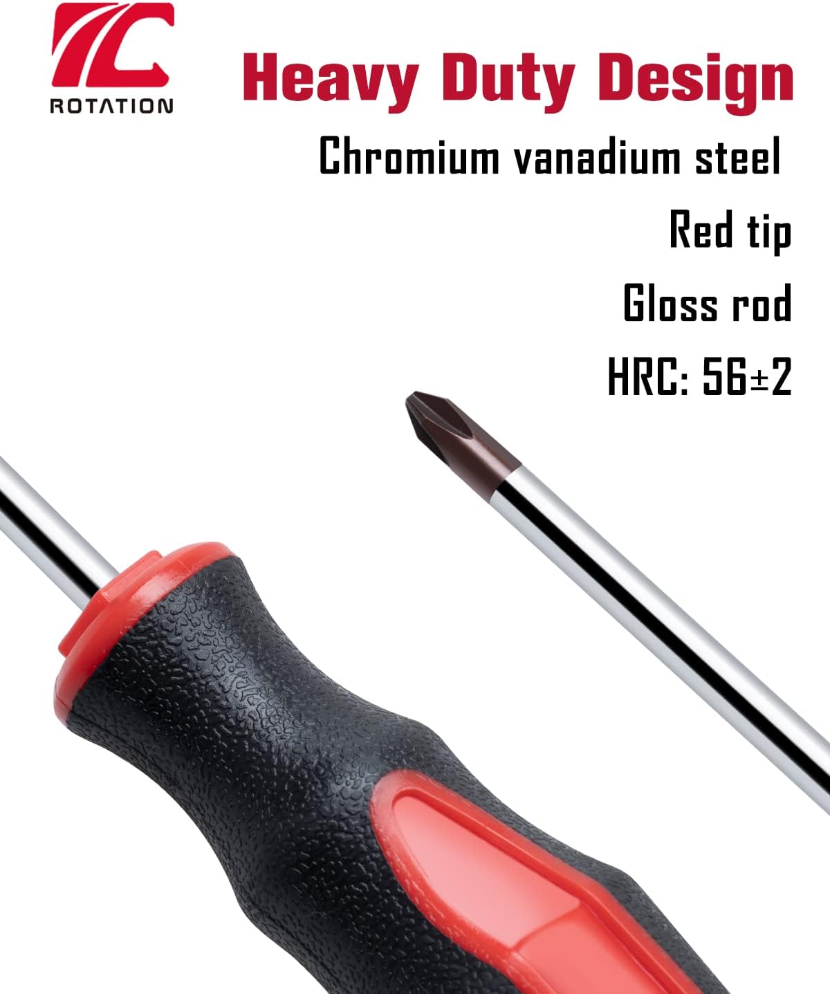 6PC Magnetic Tip Screwdriver Set, 3 Phillips and 3 Flat | 3 Phillips and 3 Flat, Red Tip, Gloss, S2 Steel
