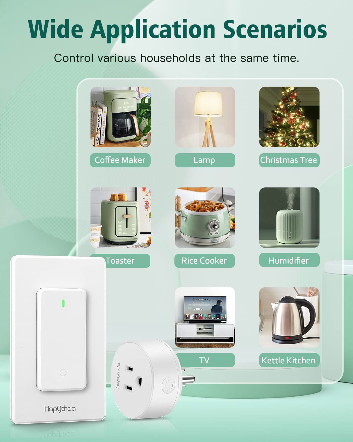 Remote Control Outlet Switch, Removable Buckle Design Wireless Light Switch, No Wiring No WiFi, 300ft RF Range 15A 1500W, Programmable DIY Pairing, for Household Appliances (White)