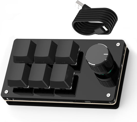 SIKAI CASE Programmable Macro Keyboard,6 Key Macro Mechanical Gaming Macro Keypad,Custom Knob KeyPad, Hot swappable Switch Gaming Keyboard,Wired programmable keypad with Drawing Programming Video