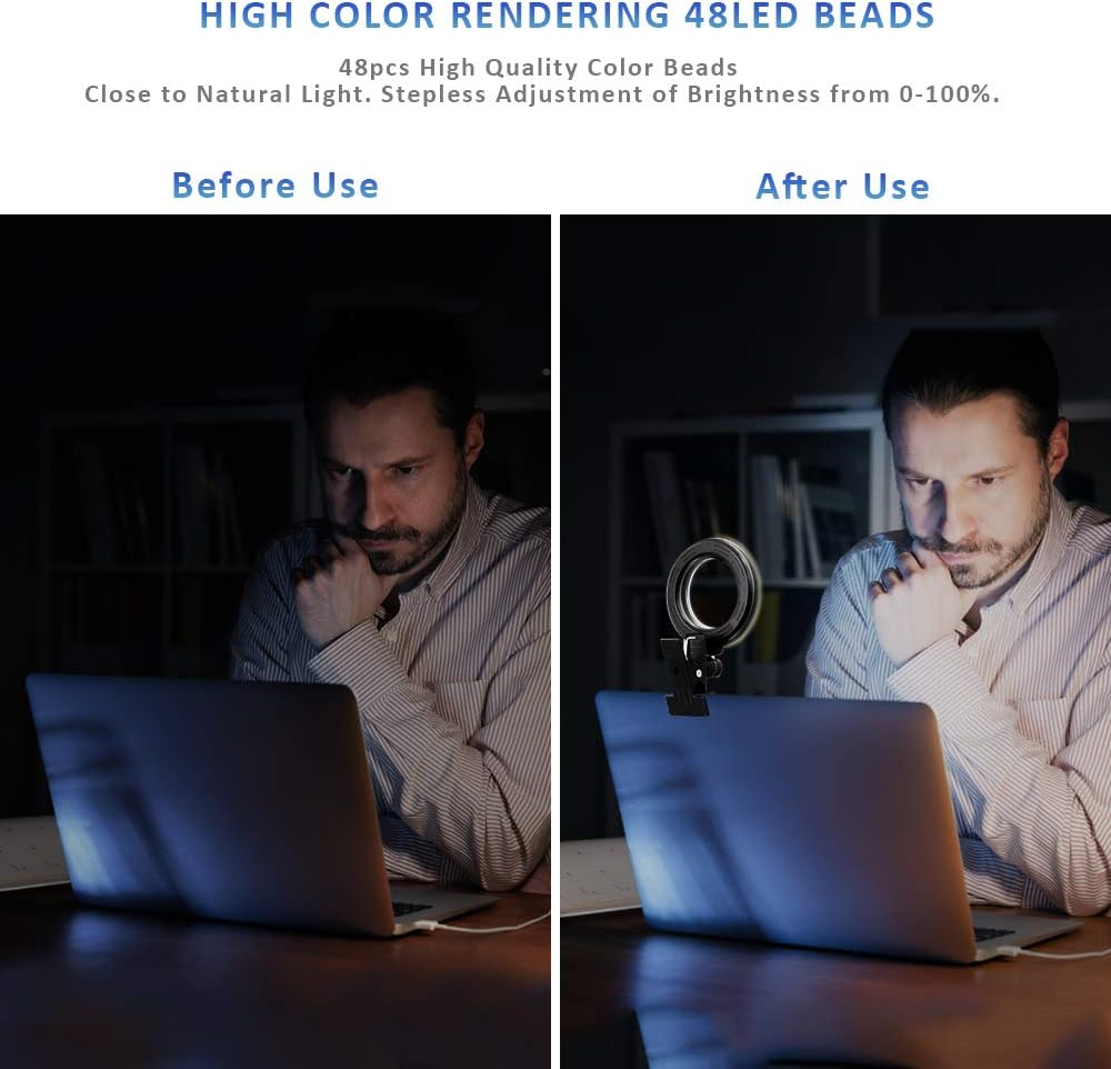 Video Conference Lighting Kit, Ring Light for Monitor Clip On | for Remote Working, Distance Learning,Zoom Calls, Self Broadcasting and Live Streaming, Computer Laptop Video Conferencing