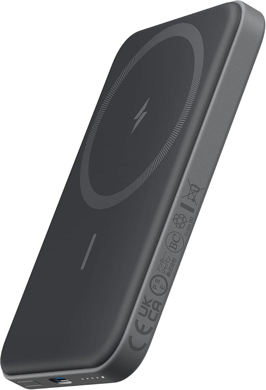 Anker 621 MagGo Power Bank, 5,000mAh Magnetic Portable Charger | Travel Essential Battery Pack with USB-C Cable, Compatible with iPhone 16 / 15 / 14 / 13 / 12 Series