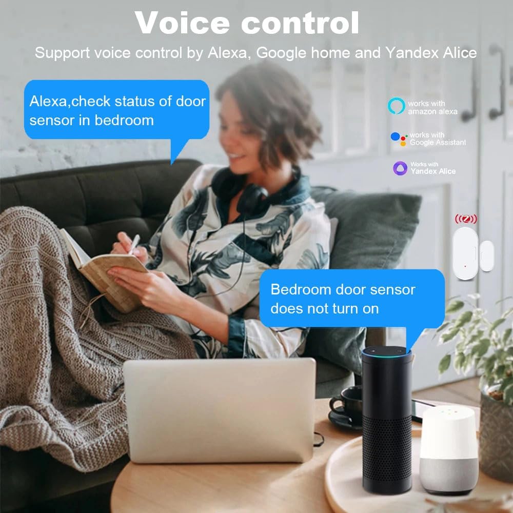 Haozee Door and Window Sensor, Requires Zigbee Hub | Zigbee Connection, Wireless Detector for Alarm Systems and Smart Homes, Compatible with Home Assistant Zigbee2mqtt