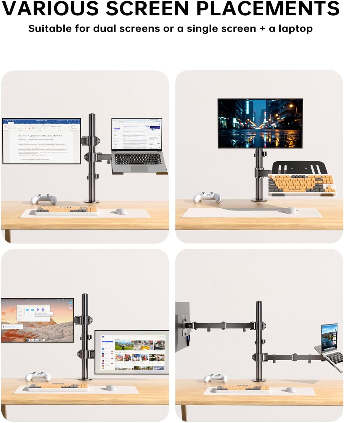 Afaloona Dual Monitor and Laptop Stand for 13-32" Monitor & 11-17" Laptop