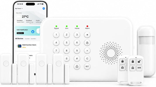 Wireless Home Security System for House & Apartment, 8-Piece DIY Alarm Kit with WiFi & 4G, No Monthly Fees, App Alerts, Door Window Sensors, Motion Detector & Remote Controls