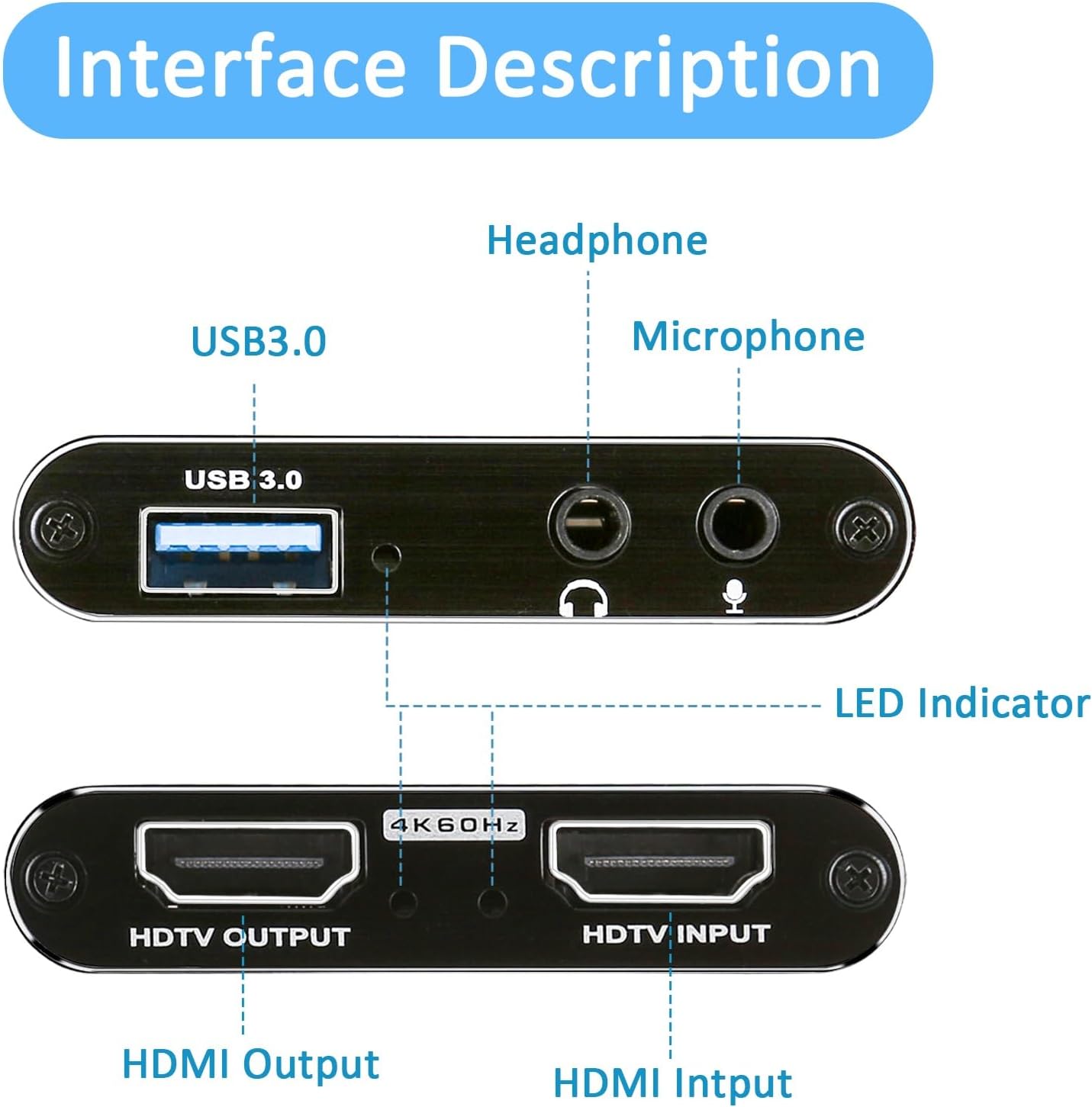 TCNEWCL 4K Audio Video Capture Card, USB 3.0 HDMI Video Capture Device, Full HD 1080P, 3.5mm Audio Input, HDCP 2.2, for Game Recording Live Streaming Broadcasting
