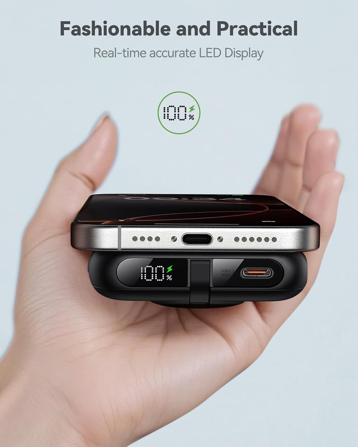 Magnetic Portable Charger for iPhone &amp; Apple Watch, 10000mAh Wireless Power Bank USB-C Fast Charging with Stand for iPhone Air/17/16/15/14/13 Series &amp; iWatch, Travel Essential for Magsafe Battery Pack
