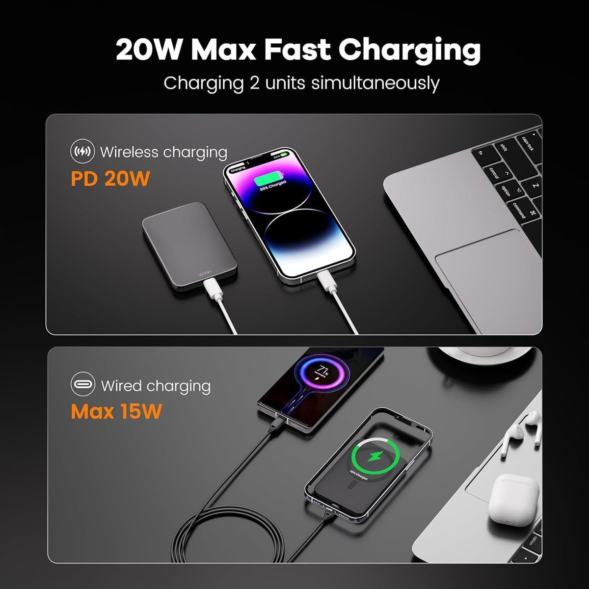 Magnetic Portable Charger – Industry-First Titanium Power Bank, 10,000mAh Ultra-Slim 0.5-Inch Design, 20W Fast Charging Battery Pack for iPhone 17/16/15/14/13/12/Air Series