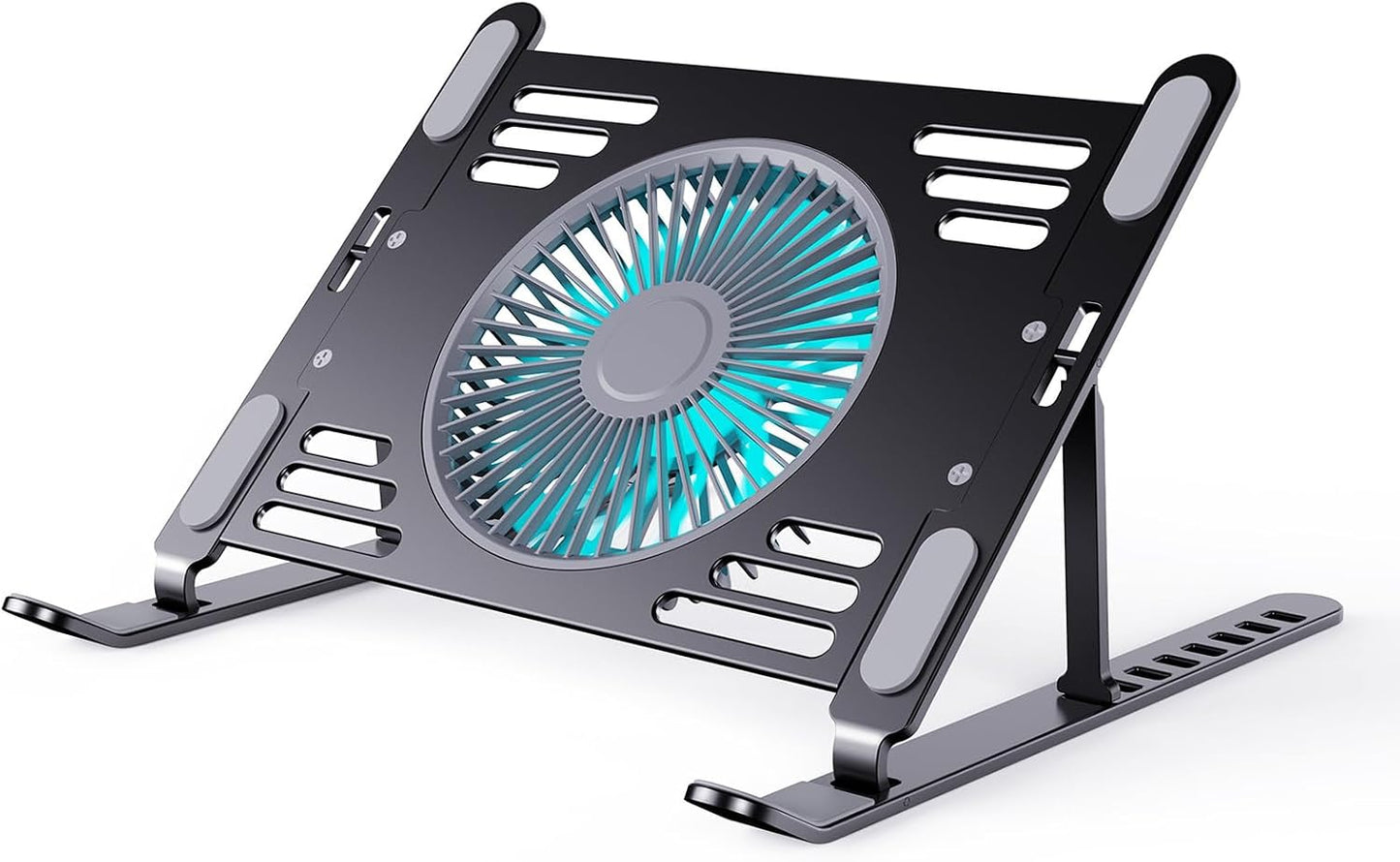 SHUWEI Portable Laptop Cooling Stand, Foldable & Adjustable Aluminum Stand with 3 Speed Powerful Quiet Fans, Ultra-Lightweight Ergonomic Cooling Pad for 17.3" Laptops (Silver, for 17.3" Laptop)