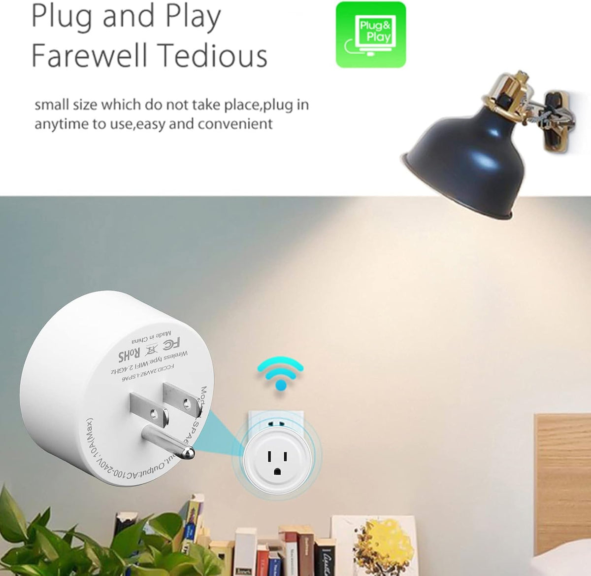 Smart Plug Socket WiFi Outlet AC100-240V with Remote Control & Timer Function On Off Switch Plug 50/60HZ for Industry Household Appliances US Plug 2.4GHz WiFi Only