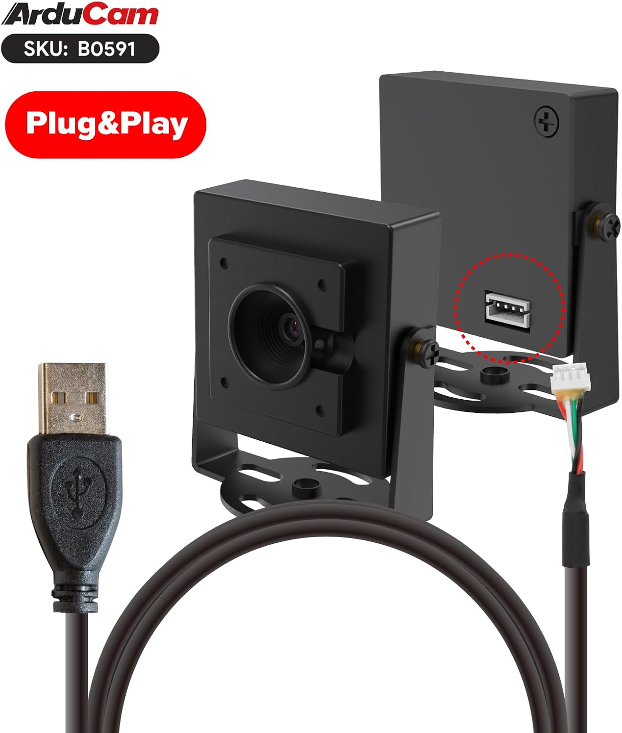 Arducam 30fps@1080P HDR USB Camera Module, 78°(D) Autofocus UVC Camera, Mini Webcam for Windows, Linux, Mac OS, Android