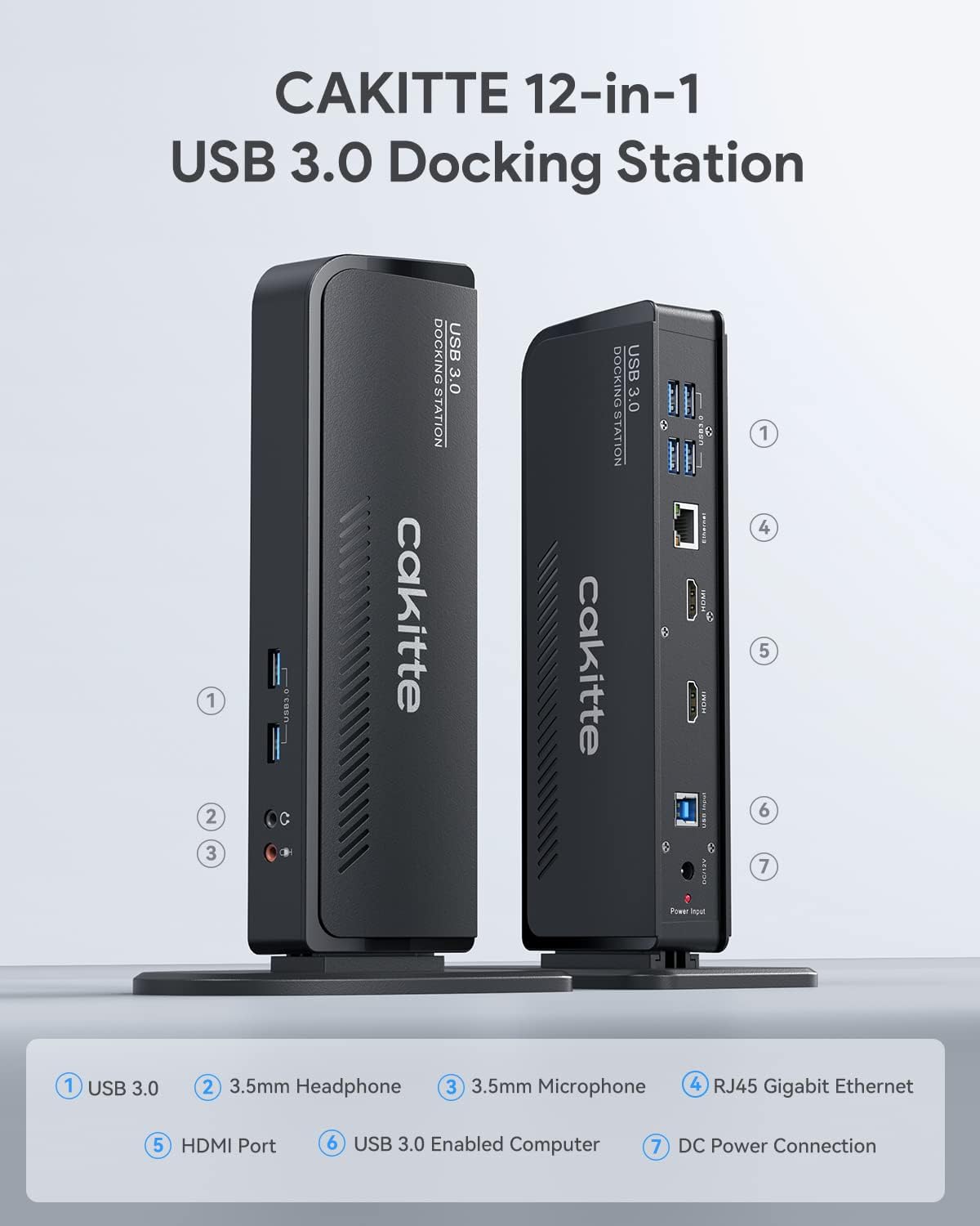 USB 3.0 Docking Station Dual Monitor, Universal Laptop Docking Station for MacBook & Windows