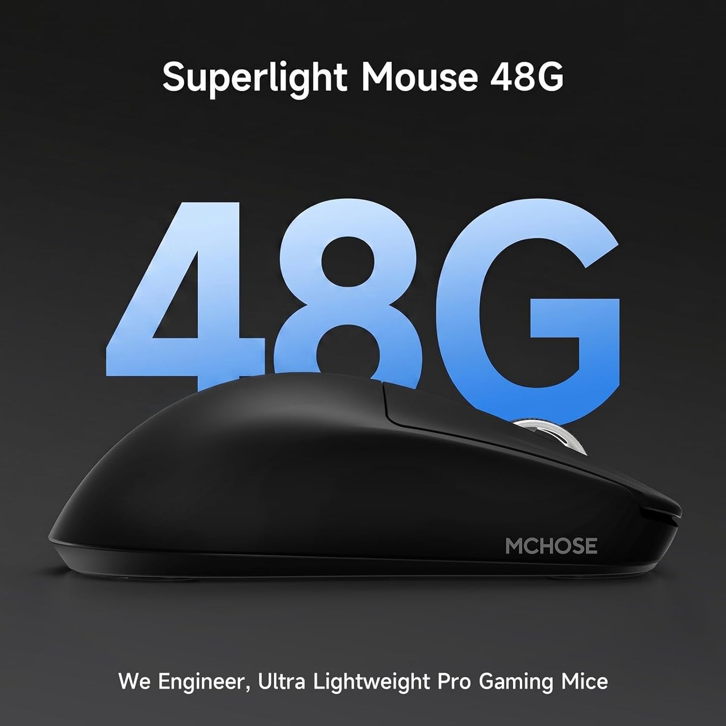 MCHOSE L7 Ultra+ Wireless Gaming Mouse, Lightweight 48g, Ergonomic Mouse with 42K DPI, PAW3950, Optical Switch, 20000 FPS, Dual 8K Polling and 7 Programmable Buttons, 3-Mode Connect, PC/Mac - Black