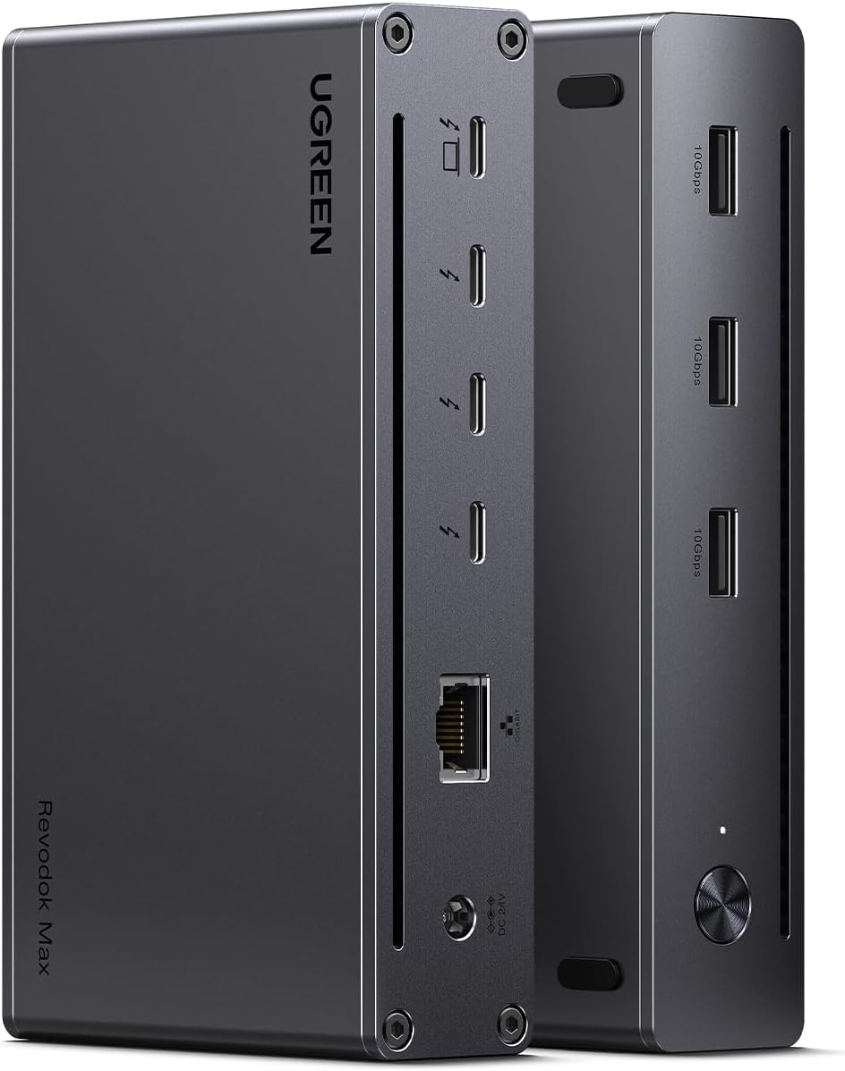 UGREEN 8-in-1 Thunderbolt 4 Docking Station, Dual 4K@60Hz, 3xTBT4, 40Gbps | Dual 4K/ Single 8K Display, 85W Charging, Gigabit Ethernet, 3xUSB A 10Gbps, Dock for Mac M1/M2/M3/M4 Pro/Max, Revodok Max 208