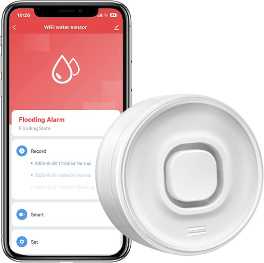 WiFi Water Leak Detector: Smart Water Sensor with 100dB Adjustable Alarm & App Notification, Water Leakage & Low Water Level Monitoring, Water Detector Alarm for Kitchen, Bathroom, Basement