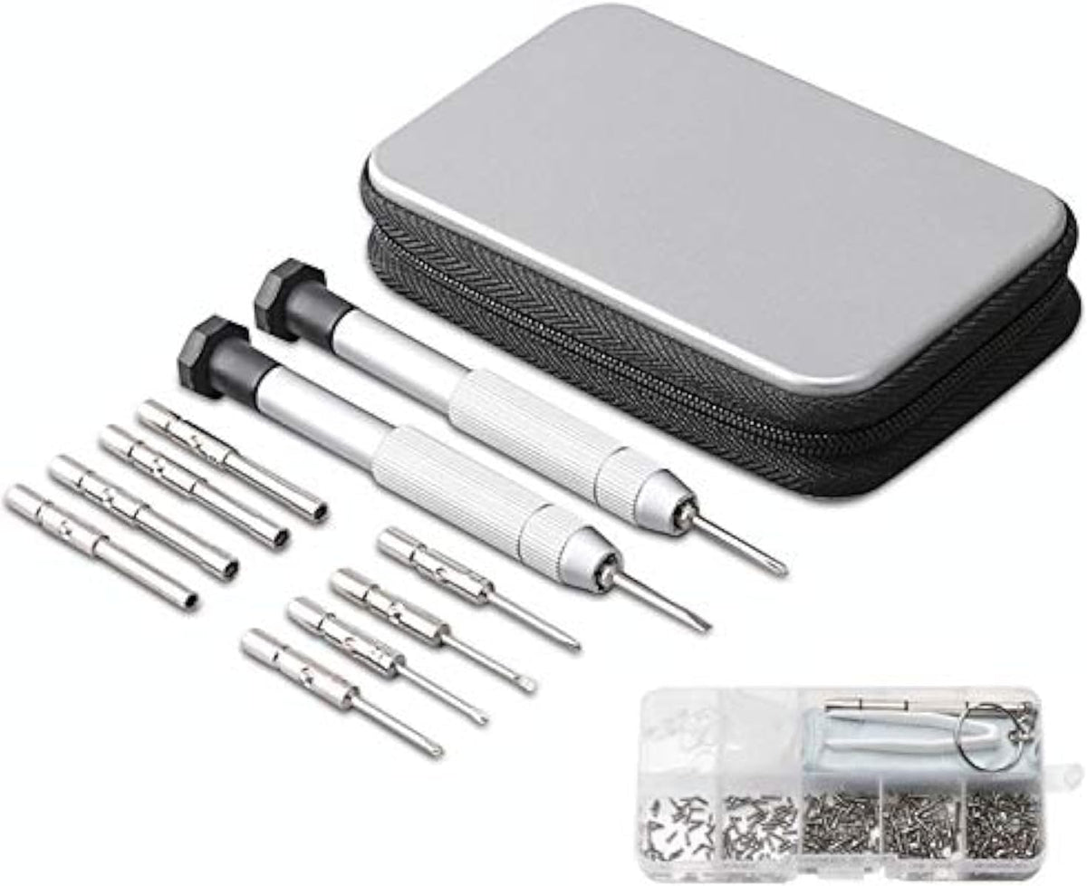 Precision Screwdriver Set, 10-style, Eyeglass Repair Kit | with nose pads/4 in 1 portable screwdrivers/ear hook/tweezer for eyeglasses sunglass watch calculator (with 70-style screws)