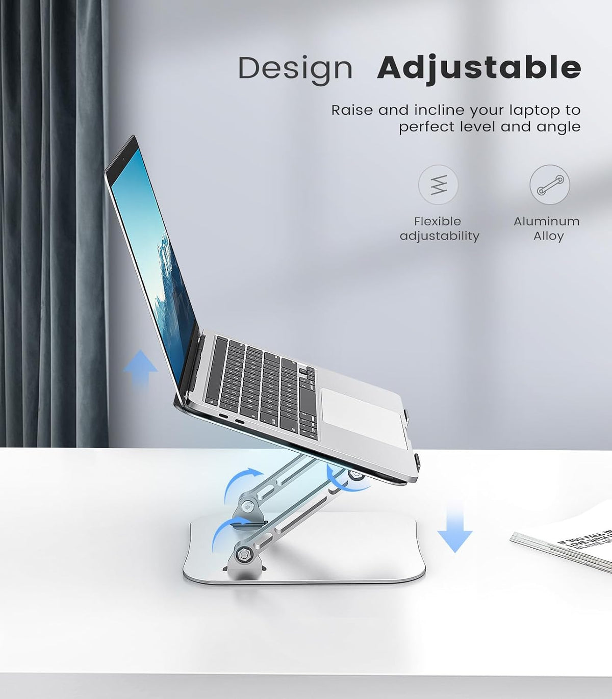 Orlian Adjustable Aluminum Laptop Stand for Desk, Laptop Riser for 11-16"