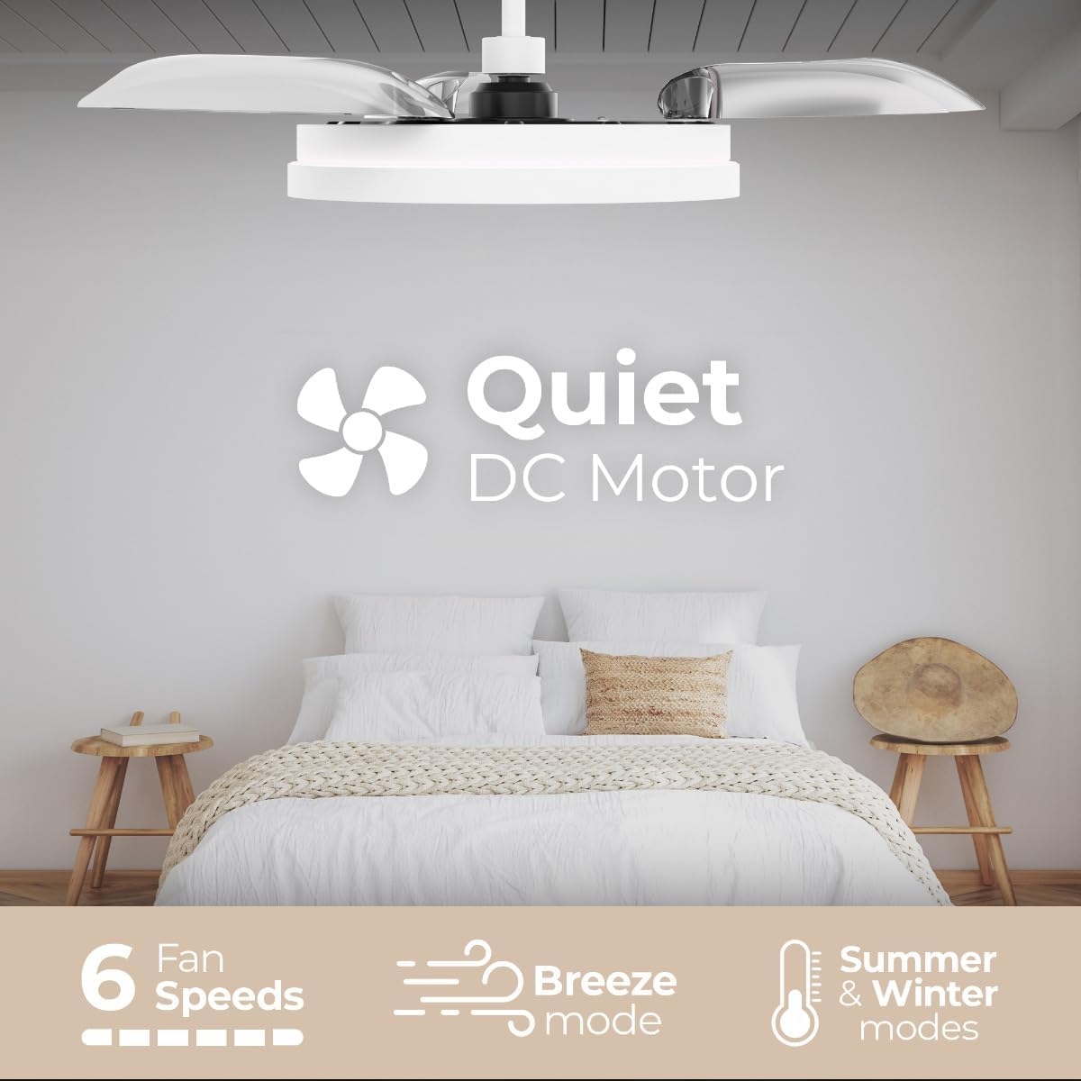 Loft 41in 3-Blade Smart Fandelier Semi-Flush Mount with 2700K-6000K LED Light Kit and Remote Control in White Works with iOS or Android App