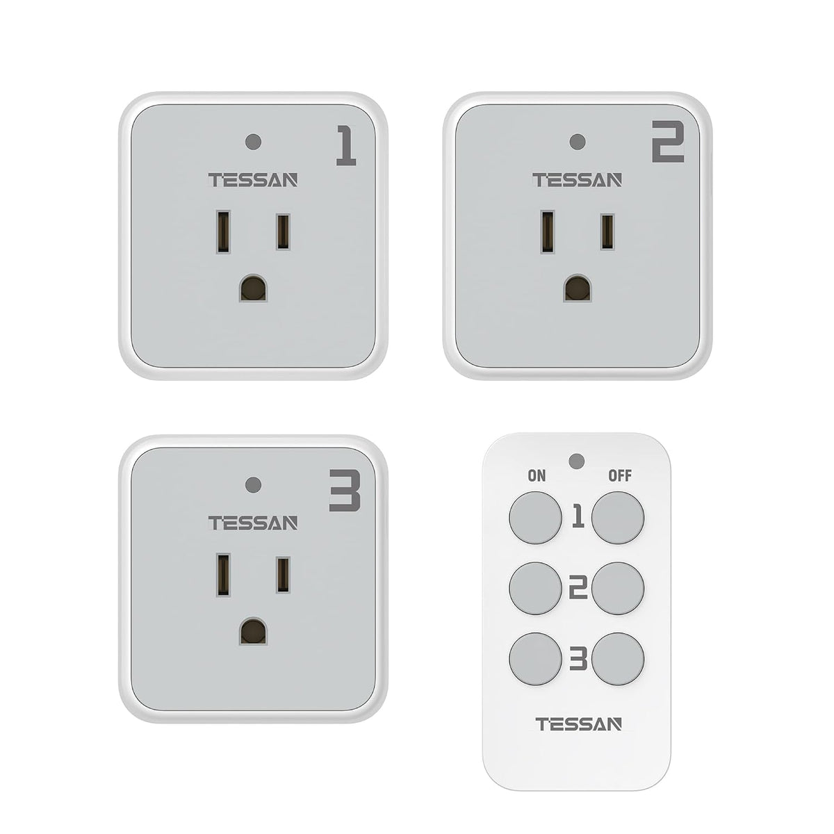TESSAN Remote Control Outlet, 1 Remote + 1 Outlet | Wireless Light Switch, On Off Switch Plug, 100ft RF Range, 15A/1875W