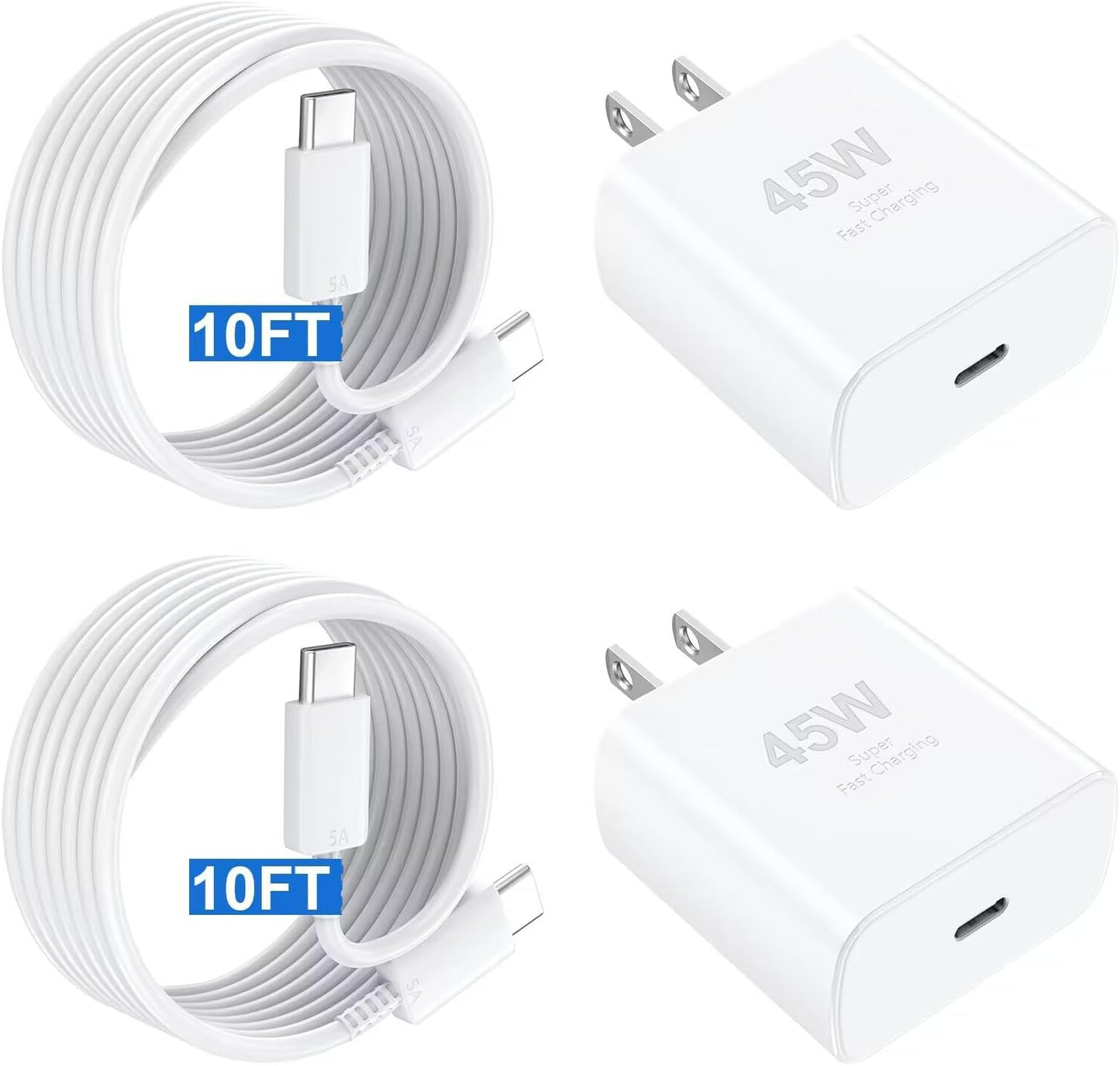 Fast Charger USB C Charger iPhone Type C Charger,10 FT USB C to USB C Cable Fast Charging Cord 45W Phone Chargers iPhone USBC Charger Block for iPhone 17 Air/17 Pro/17 Pro Max/16 15 Pro Max/iPad Pro
