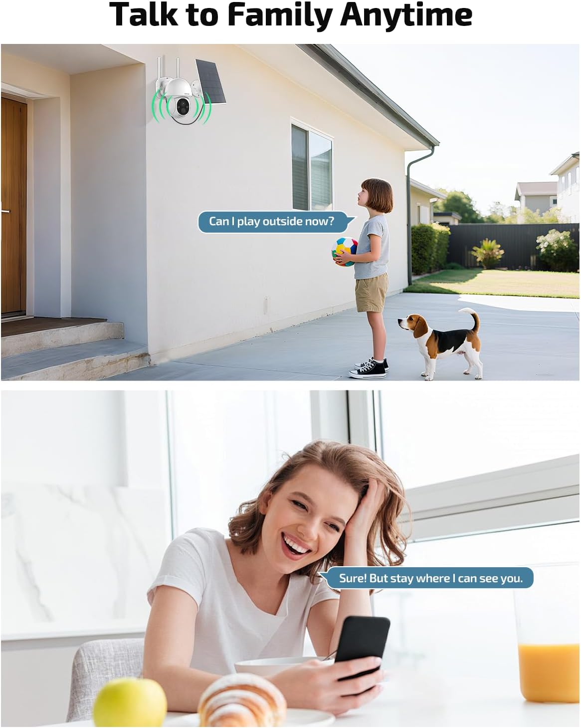 Solar Powered Wireless Security Camera System, Outdoor PTZ Surveillance Kit