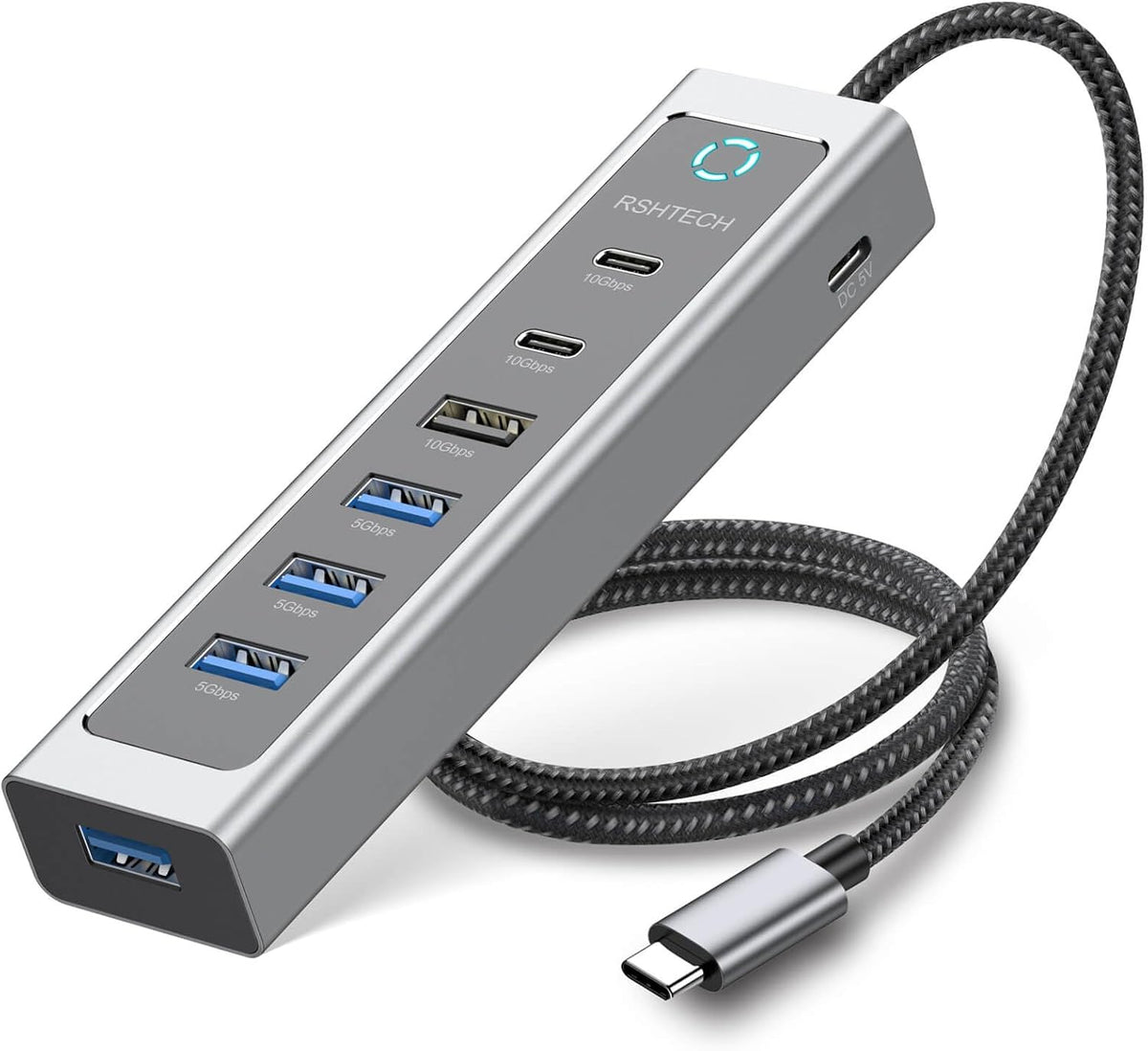 RSHTECH 7-Port USB C Hub 10Gbps with 3 USB-3.2 (2C + 1A), 4 USB-3.0 Ports
