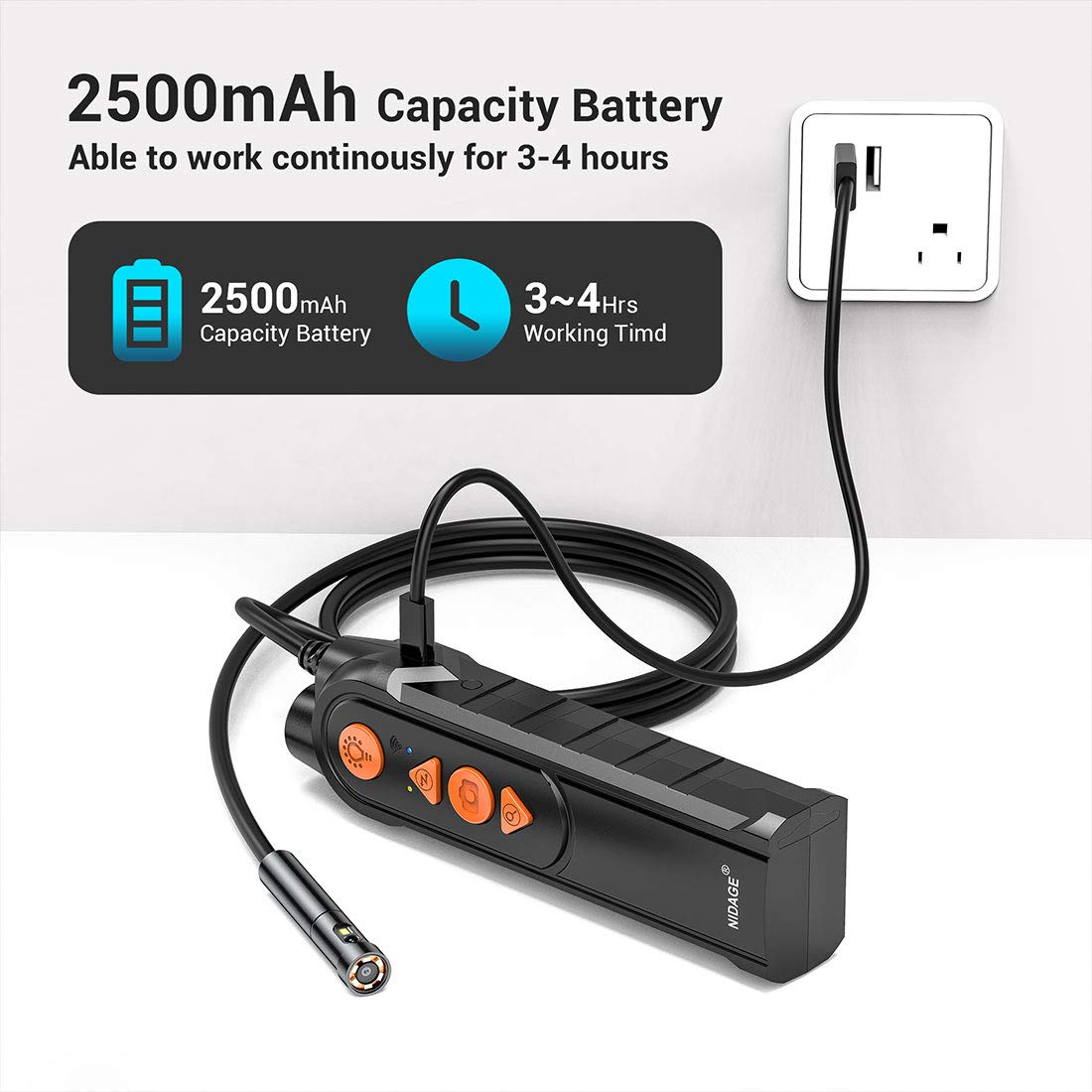 Dual Lens Endoscope with Light, 5.0mm Slim Snake Inspection Camera | 1080P HD Borescope for Android & iOS Tablet, IP67 Waterproof, 5FT Cable, Photo & Video, for Engine Wall Vents Automotive Tool