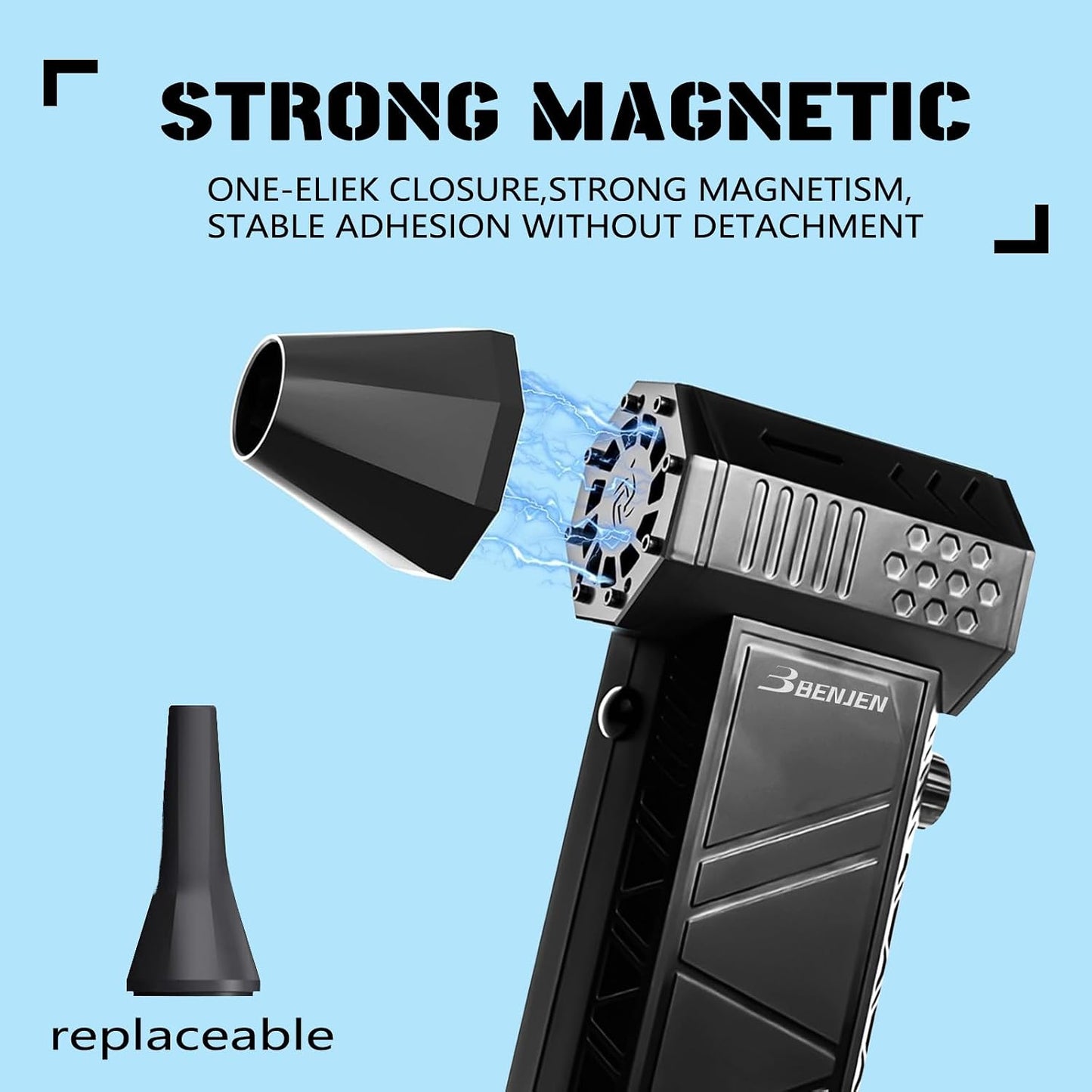 BENJEN Compressed Air Duster, 150000RPM, Turbo Blower, Electric | infinitely adjustable speed, Air Blower, Cordless, Rechargeable, Computer, Keyboard, House, Outdoor, Car, ideal gifts for men