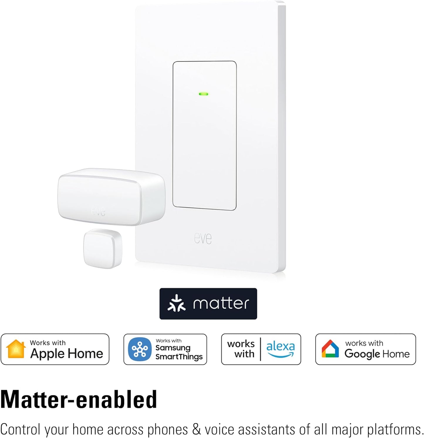 Eve Smart Lighting Bundle (Matter): Smart Light Switch + Door & Window Sensor to automate Lighting, Seamless Integration in Apple Home, Alexa, Google Home, SmartThings, Requires Thread Border Router